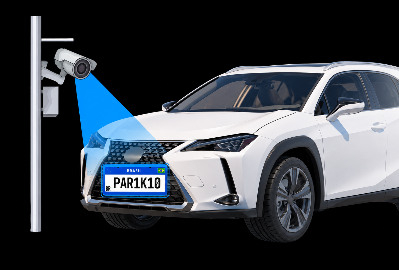 Reconhecimento de placas Parkio identificando um veículo